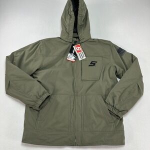 Snap-on Jacket Youth Large Green Hooded Full Zip Softshell Logo Quilted Warm